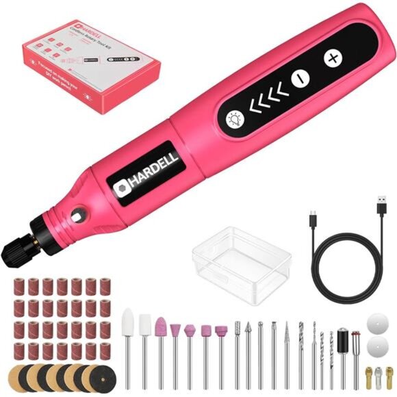 Mini Cordless Rotary Tool, 5-Speed 3.7V rechargeable Kit - Picture 1 of 7